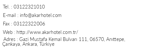 Akar International Hotel telefon numaralar, faks, e-mail, posta adresi ve iletiim bilgileri